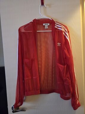 adidas Red Women's Varsity Track Jacket with White 3-Stripes